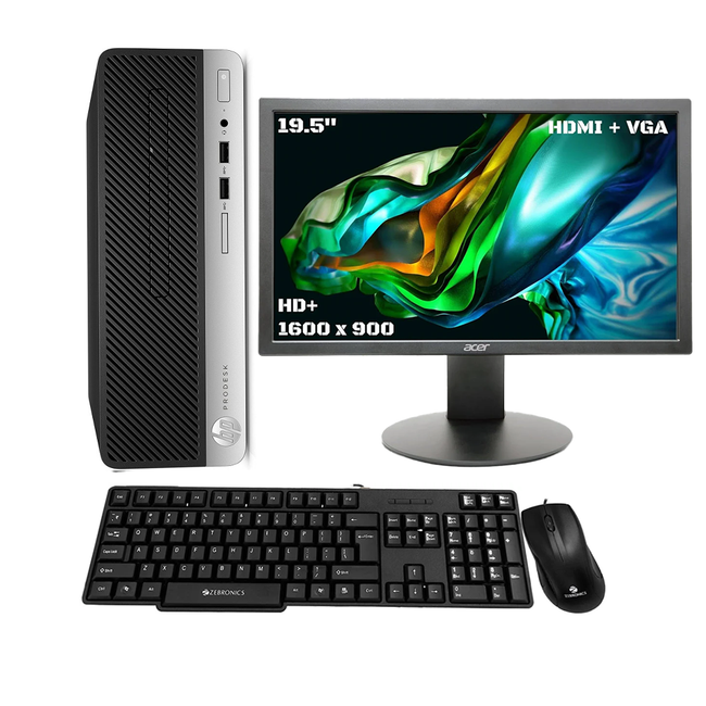 HPElitedesk g4-5 SFF PC, intel i7 - 8th Gen, 8gb RAM ,256GB SSD, 2gb Graphic, Windows 11- Pro, With 20" Screen, Keyboard and Mouse Hover Image