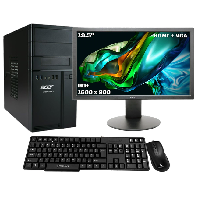 ACER VERITON M200 PC, With intel i5-4590t 4th Gen Processor, 8gb RAM , 256gb HDD, Windows 10, With 19" Screen , Keyboard Mouse Hover Image